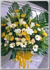 F001-悼念花籃（百合,菊花,太陽花)